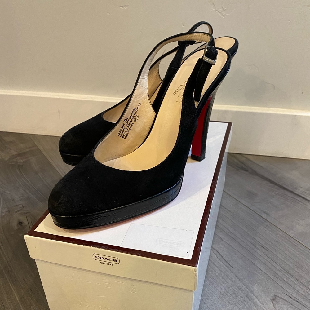 Katherine Kitty Suede Slingback Pumps Red Bottom👠
